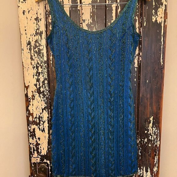 Gorgeous women’s vintage beaded Silk tank mini dress. Size PS. - Picture 1 of 9